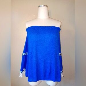 #63 Blue Off The Shoulder Top !